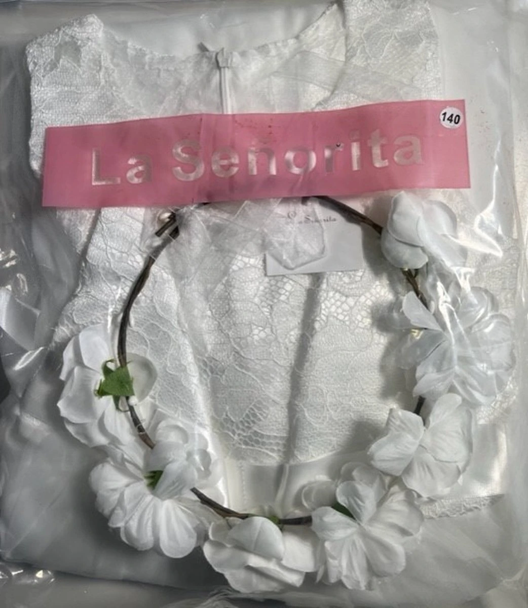 Communie Jurk Bruidsmeisjes Jurk Bruidsjurk Wit 158-164 (160) Prinsessen Jurk Feestjurk + Bloemenkrans 7 Communie Jurk Bruidsmeisjes Jurk Bruidsjurk Wit 158-164 (160) Prinsessen Jurk Feestjurk + Bloemenkrans - Afbeelding 5