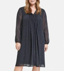 SAMOON Dames Chiffon Jurk Navy Gemustert-54 -Trendyo Trendy Winkel 1087x1200 2