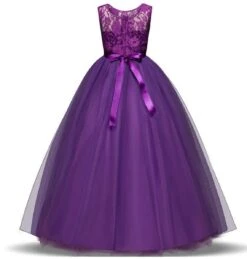 Communie Jurk Bruidsmeisjes Jurk Bruidsjurk Paars 146-152 (150) Prinsessen Jurk Feestjurk + Bloemenkrans -Trendyo Trendy Winkel 1143x1200