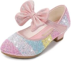 Merkloos Prinsessen Schoenen Regenboog Roze Glitter Maat 27 - Binnenmaat 17,5 Cm - Bij Jurk Verkleedkleding