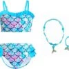 Zeemeermin Bikini Kinderen Blauw 128-134 (140) + Ketting En Armband Zeemeermin Jurk Verkleedkleding -Trendyo Trendy Winkel 1200x1055