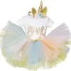 3 In 1 Set Cakesmash Outfit Meisje Babykleding Roze Paars Pastel Unicorn 1 Jaar / Eerste Verjaardag Jurk Eenhoorn Outfit Meisje -Trendyo Trendy Winkel 1200x1175