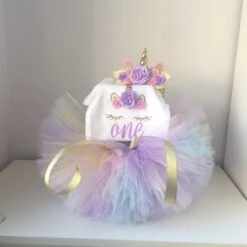 Merkloos Verjaardag Tutu Jurk - Prinses Eenhoorn Jurk Voor Meisjes 1 Jaar - Verjaardag Outfit - Unicorn Jurk - Smash Cake Verjaardag Jurk - Baby Verjaardag Jurk