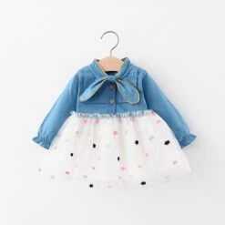 Baby Garden Baby Jurk Denim Look Wit Maat 74
