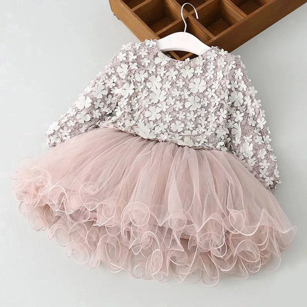 Baby Jurk / Meisjes Jurk / Prinsessenjurk / Roze Tule / Partyjurk / Feestjurk / Bloemen / Kant / Maat 116/ Maat 122 3 Baby Jurk / Meisjes Jurk / Prinsessenjurk / Roze Tule / Partyjurk / Feestjurk / Bloemen / Kant / Maat 116/ Maat 122
