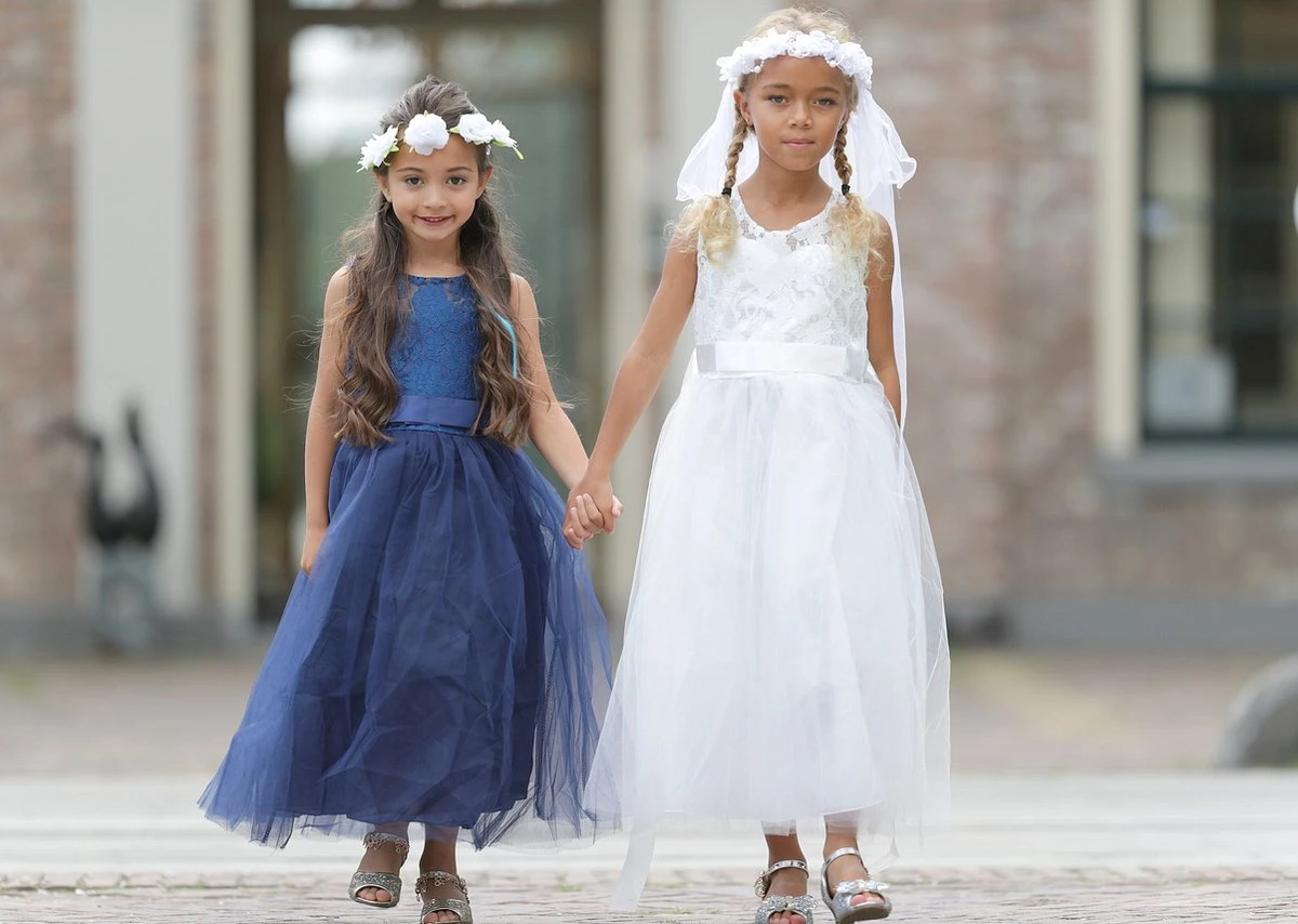 Communie Jurk Bruidsmeisjes Jurk Bruidsjurk Wit 158-164 (160) Prinsessen Jurk Feestjurk + Bloemenkrans 6 Communie Jurk Bruidsmeisjes Jurk Bruidsjurk Wit 158-164 (160) Prinsessen Jurk Feestjurk + Bloemenkrans - Afbeelding 4