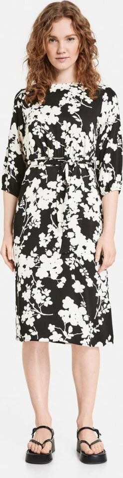 TAIFUN Dames Midi-jurk Schwarz Gemustert-42 -Trendyo Trendy Winkel 309x1200