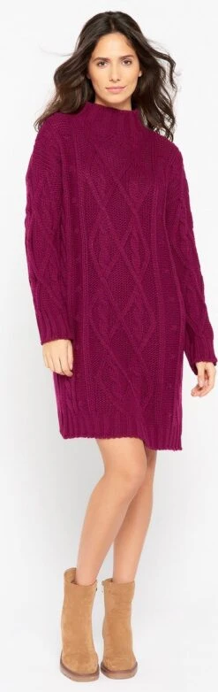 LOLALIZA Gebreide Trui-jurk - Paars - Maat M