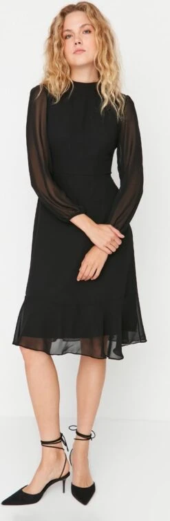 Trendyol Vrouwen Ballon Mouw Staande Kraag A-lijn Jurk -Trendyo Trendy Winkel 393x1200