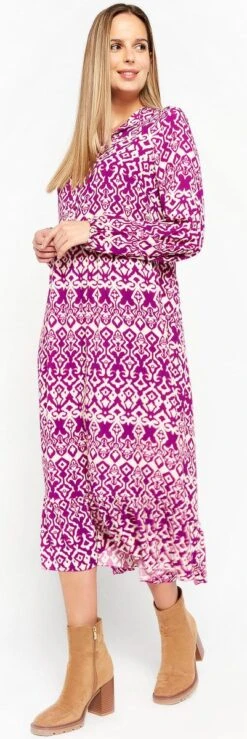 LOLALIZA Maxi-jurk Met Ikatprint - Paars - Maat 46