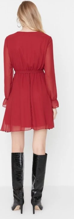 Trendyol Vrouwen Ballon Mouw Cache-coeur Schaatser Jurk -Trendyo Trendy Winkel 406x1200 4