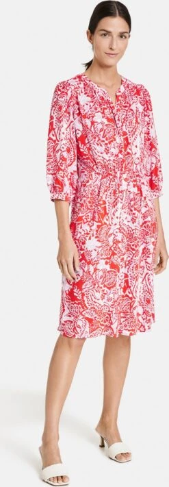 GERRY WEBER Dames Midi-jurk Ecru/Weiss/Rot/Orange Druck-42 -Trendyo Trendy Winkel 417x1200 5