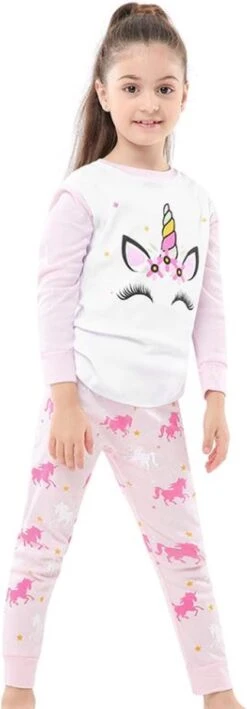 Eenhoorn Pyjama Roze Maat 110-116 (5-6 Jaar) Unicorn Pyjama Jurk Prinses + Eenhoorn Ketting -Trendyo Trendy Winkel 418x1200