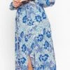 LOLALIZA Maxi-jurk Met Bloemenprint - Blauw - Maat 46