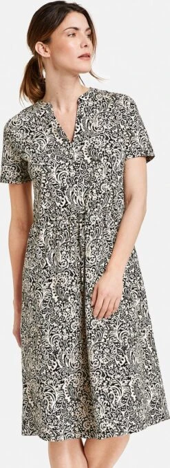GERRY WEBER Dames Jurk Met A-lijn Schwarz/Ecru/Weiss Druck-38