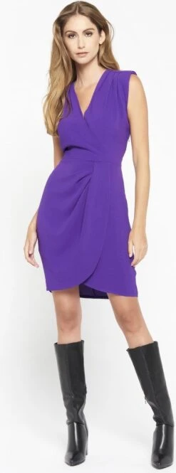 LOLALIZA Wikkeljurk Jurk Met Epauletten - Paars - Maat 34 -Trendyo Trendy Winkel 446x1200