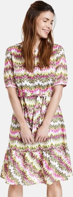 GERRY WEBER Dames Jurk Met A-lijn Grün/Lila/Pink Druck-44