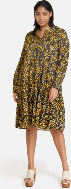 SAMOON Dames Jurk Met A-lijn Mood Blue Gemustert-46 -Trendyo Trendy Winkel 456x1200 10