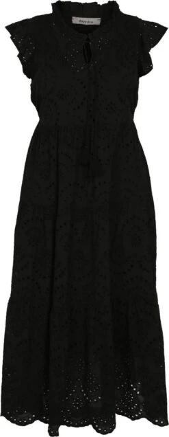 Paprika Lange, Effen Jurk Met Engels Borduurwerk En Ruches