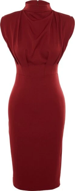 Trendyol Vrouwen Standaard Mouw Staande Kraag Basis Jurk -Trendyo Trendy Winkel 474x1200 2