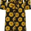 Pieces Jurk Pcjapril 3/4 Ankle Dress D2d Bc 17135407 Black/sunflower Dames Maat - S -Trendyo Trendy Winkel 478x1200