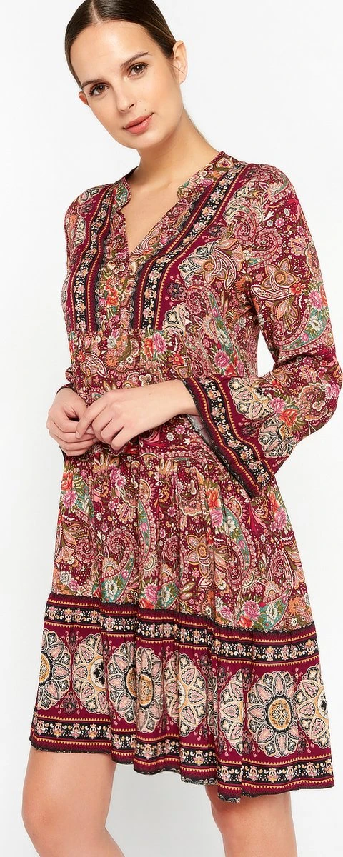 LOLALIZA Babydoll Jurk Met Paisleyprint - Fuchsia - Maat L 3 LOLALIZA Babydoll Jurk Met Paisleyprint - Fuchsia - Maat L