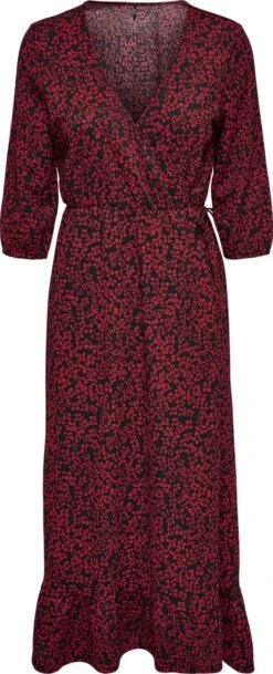 ONLY ONLOVA 3/4 MID CALF WRAP DRESS JRS Dames Jurk - Maat S