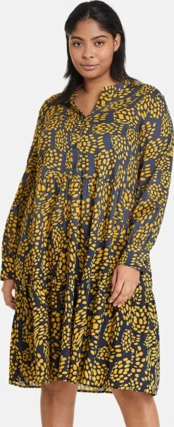 SAMOON Dames Jurk Met A-lijn Mood Blue Gemustert-48