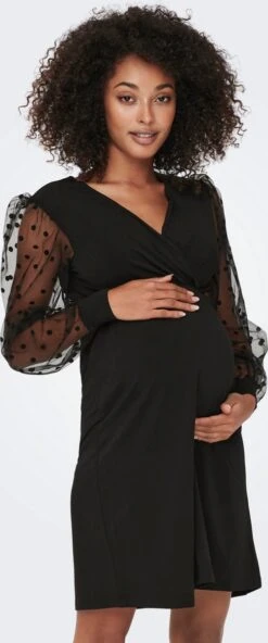 ONLY OLMJENNY L/S WRAP MIX DRESS Dames Jurk - Maat S