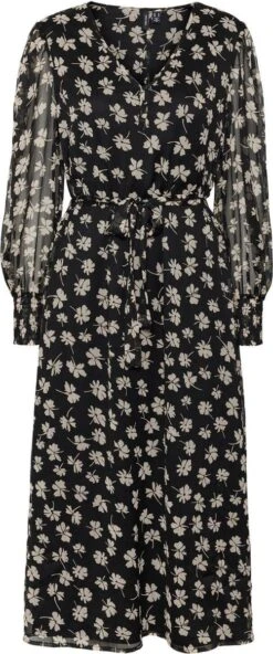 Vero Moda Jurk Vmpica L/s V-neck 7/8 Dress Wvn Btq Black Dames Maat - XL