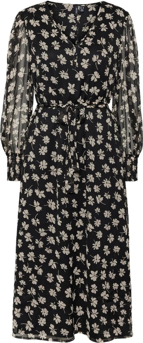 Vero Moda Jurk Vmpica L/s V-neck 7/8 Dress Wvn Btq Black Dames Maat - L 3 Vero Moda Jurk Vmpica L/s V-neck 7/8 Dress Wvn Btq Black Dames Maat - L