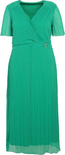 Promiss Halflange, Effen Plisséjurk Met Wikkelkraag En Juweelriem -Trendyo Trendy Winkel 503x1200 5