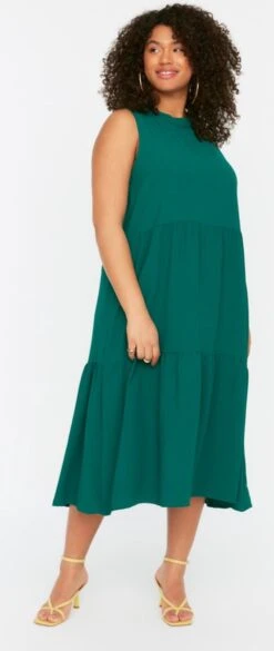 Trendyol Vrouwen Standaard Mouw Ronde Hals Basis Grote Maten Jurk -Trendyo Trendy Winkel 507x1200 9