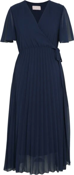 Cassis Korte, Effen Plisséjurk Met Wikkelkraag En Knoop -Trendyo Trendy Winkel 509x1200 2