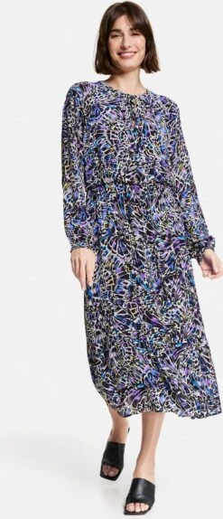 GERRY WEBER Dames Chiffon Jurk Ecru/Weiss/Blau Druck-40 -Trendyo Trendy Winkel 516x1200 5