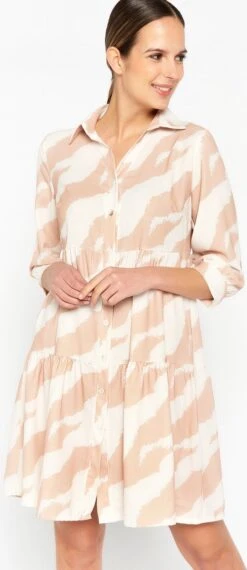 LOLALIZA Babydoll Jurk Met Zebraprint - Beige - Maat 48