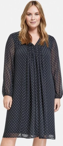 SAMOON Dames Chiffon Jurk Navy Gemustert-46