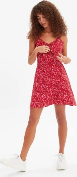 Trendyol Vrouwen Standaard Mouw V-hals A-lijn Jurk -Trendyo Trendy Winkel 524x1200 1