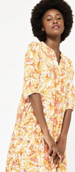 LOLALIZA Maxi-jurk Met Retroprint - Oranje - Maat 38
