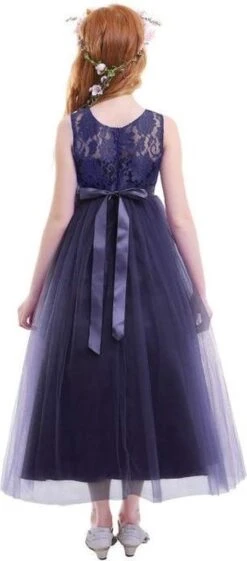 Communie Jurk Bruidsmeisjes Jurk Bruidsjurk Donker Blauw 164-170 (170) Prinsessen Jurk Feestjurk + Bloemenkrans -Trendyo Trendy Winkel 528x1200