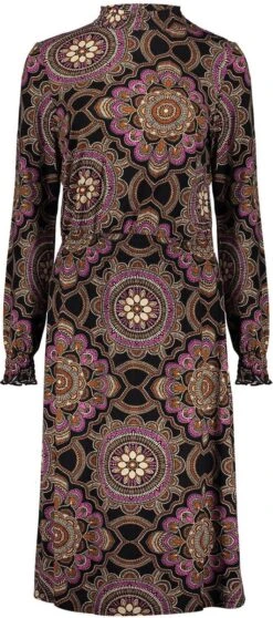 Geisha Jurk Tricot Flowerprint Jurk 27562 20 Fuchsia Combi Dames Maat - XS