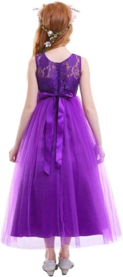 Communie Jurk Bruidsmeisjes Jurk Bruidsjurk Paars 146-152 (150) Prinsessen Jurk Feestjurk + Bloemenkrans -Trendyo Trendy Winkel 532x1200