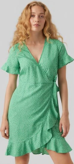 VERO MODA VMHENNA 2/4 WRAP FRILL DRESS WVN Dames Jurk - Maat XS -Trendyo Trendy Winkel 542x1200 1