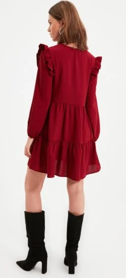 Trendyol Vrouwen Standaard Mouw V-hals Verschuiving Jurk -Trendyo Trendy Winkel 546x1200 5