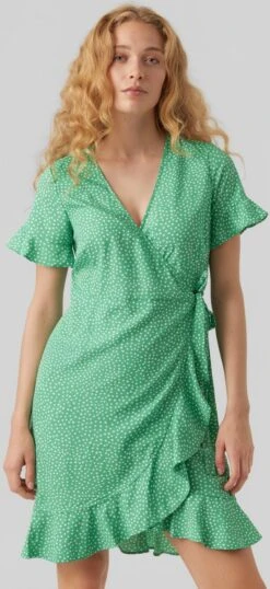 VERO MODA VMHENNA 2/4 WRAP FRILL DRESS WVN Dames Jurk - Maat XS -Trendyo Trendy Winkel 551x1200 1