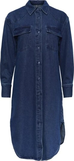 PIECES PCNURSEL LS DENIM SHIRT DRESS BC Dames Jurk - Maat XS
