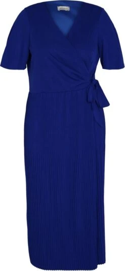 Promiss Lange, Effen Plisséjurk Met Valse Wikkelkraag -Trendyo Trendy Winkel 555x1200 4