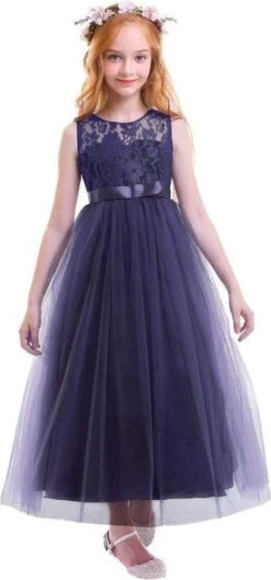 Communie Jurk Bruidsmeisjes Jurk Bruidsjurk Donker Blauw 164-170 (170) Prinsessen Jurk Feestjurk + Bloemenkrans -Trendyo Trendy Winkel 560x1200 1