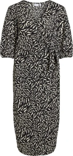 Vila Jurk Visteffi Zafia 3/4 Midi Wrap Dress/su 14086515 Black/zafia Dames Maat - M