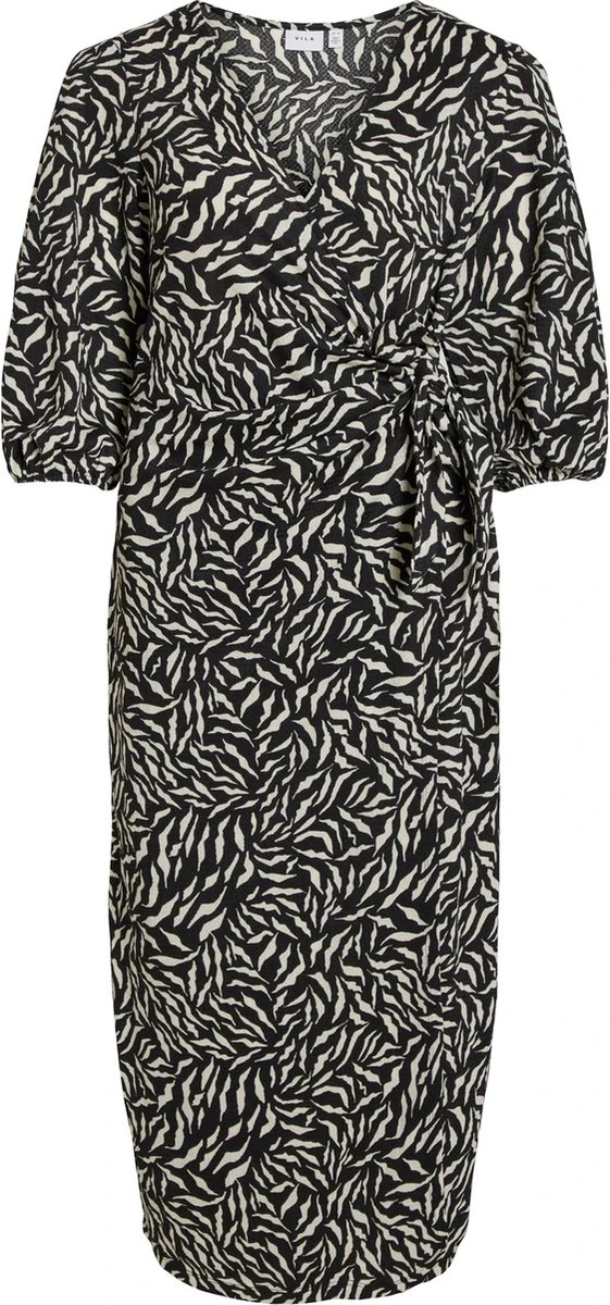 Vila Jurk Visteffi Zafia 3/4 Midi Wrap Dress/su 14086515 Black/zafia Dames Maat - M 3 Vila Jurk Visteffi Zafia 3/4 Midi Wrap Dress/su 14086515 Black/zafia Dames Maat - M